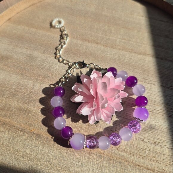 handmade purple bead bracelet - Picture 2 of 6